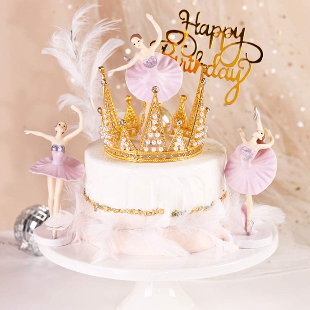 HYSTYLE 6 Pcs Dancing Ballerina Girl Figurine Cake Topper Decoration, Ballerina Girl Plant Pot Craft Dollhouse Decoration
