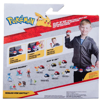 Pokémon Clip N Go Poke Ball Belt Set - Quaxly Includes Themed Belt and 2-Inch Quaxly with Dive Ball & Water Ball Accessories