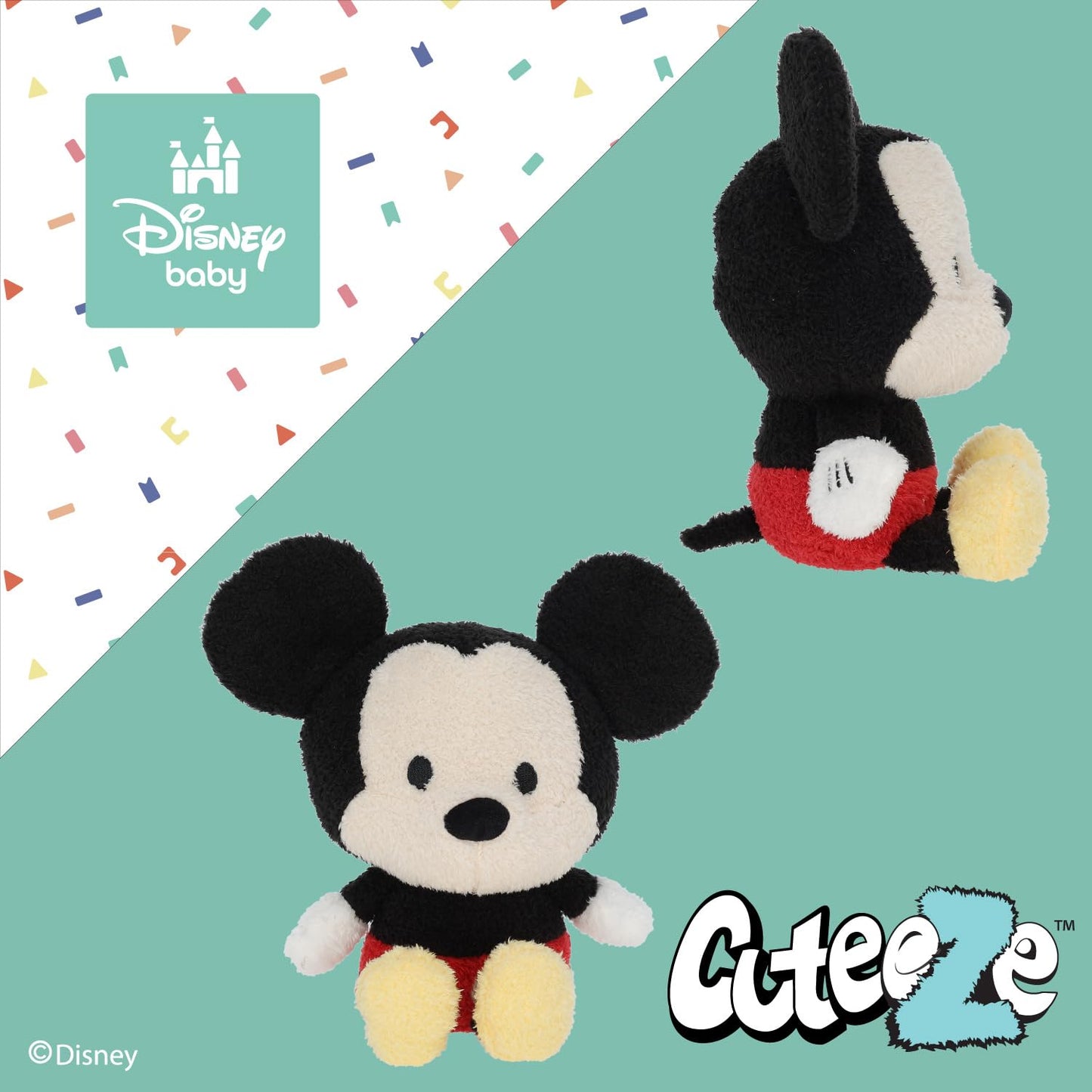 Disney Baby Mickey Mouse Cuteeze Stuffed Animal Plush for Baby and Toddler Boys and Girls - 12 Inches