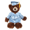 Plushland Chocolate Brandon Custom Plush Stuffed Animal Teddy Bear Toys for Graduation Day, Personalized Text, Name or School Logo on Gown, Best