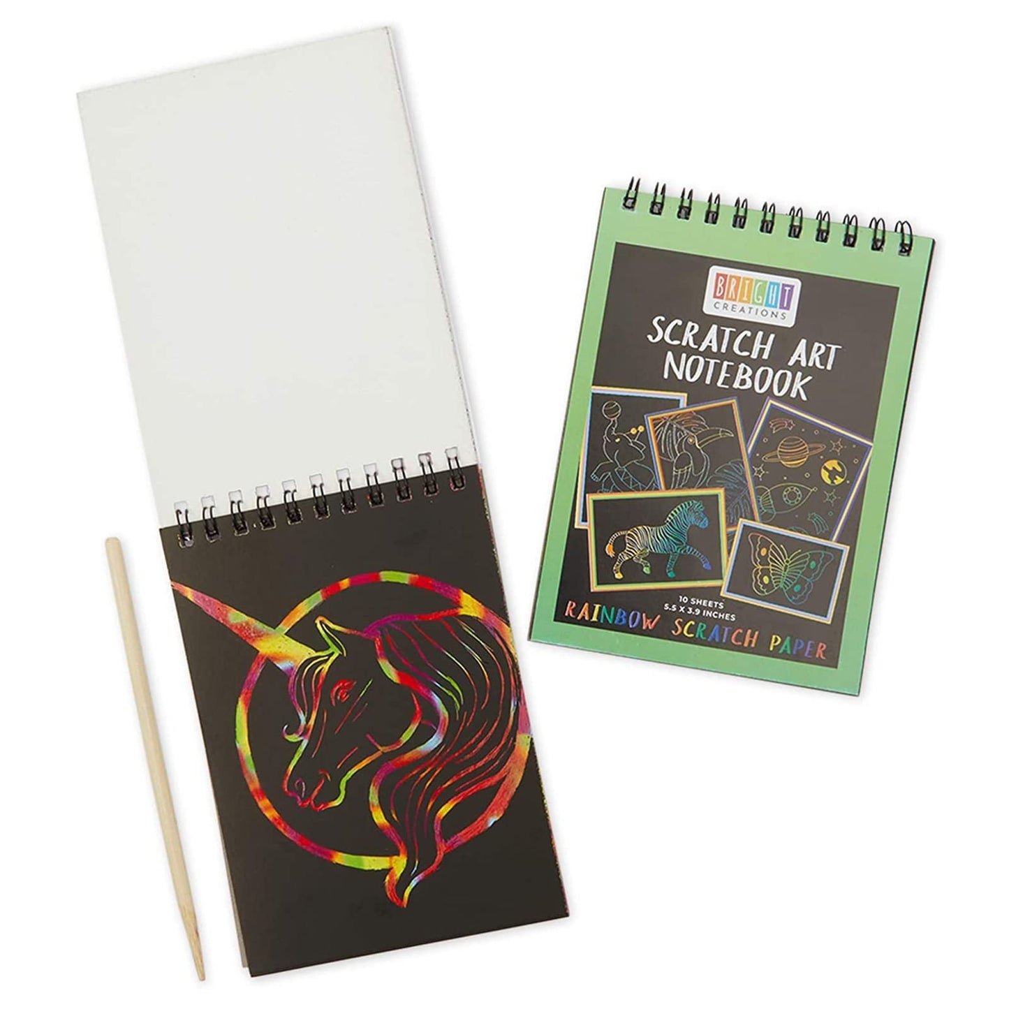 8 Pack Rainbow Scratch Paper Pads for Kids with Wooden Styluses, 10 Sheets (5.5 x 3.9 In)