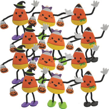 Fun Express Halloween Candy Corn Characters in Costume Craft Kit - Craft Kits - 12 Pieces