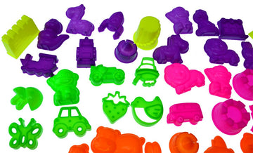 50 Ps Deluxe Sand Molds Tools Set, Sandbox Toddlers Toys, Beach Sand Castle Building, Indoor Outdoor Sensory Kids Play - Safari Animals, Mini Castles