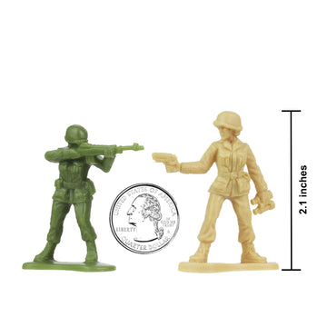 BMC Bucket of Army Women - Tan vs Green 100pc Female Soldier Playset - USA Made