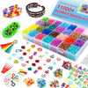 INSCRAFT Rubber Band Refill Kit: Over 11000 Rubber Bands, 28 Colors with Container, 600 Clips, 200 Beads, 52 ABC Beads, Premium Bracelet Making Refill