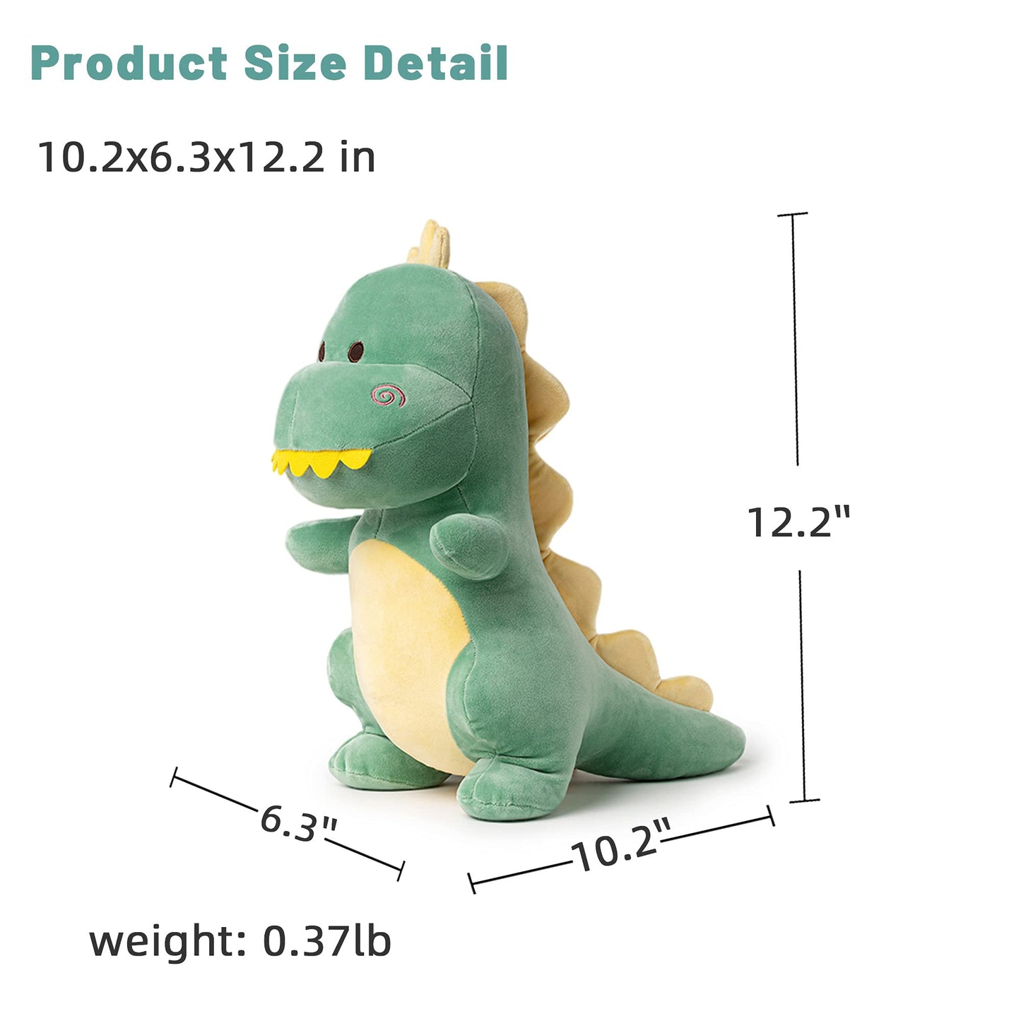 Adorlynetty Dinosaur Stuffed Animal,12“ Cute Stuffed Dinosaur Plush Soft Dino Plushie Toys for Boys Girls Baby Kids (Green)