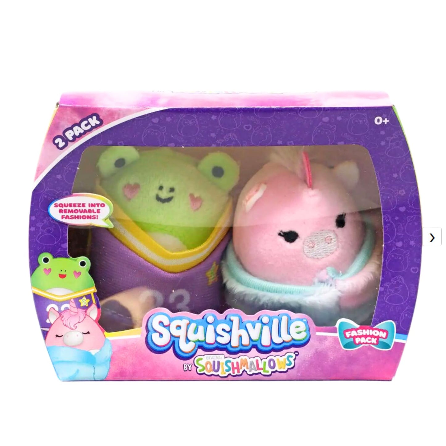 Squishville Fashion 2 Pack (Set of 4) with 2 GosuToys Stickers - Amina & Florence, Jeanne & Ponderosa, Elizabeth & Philippe, Lindsay & Miles