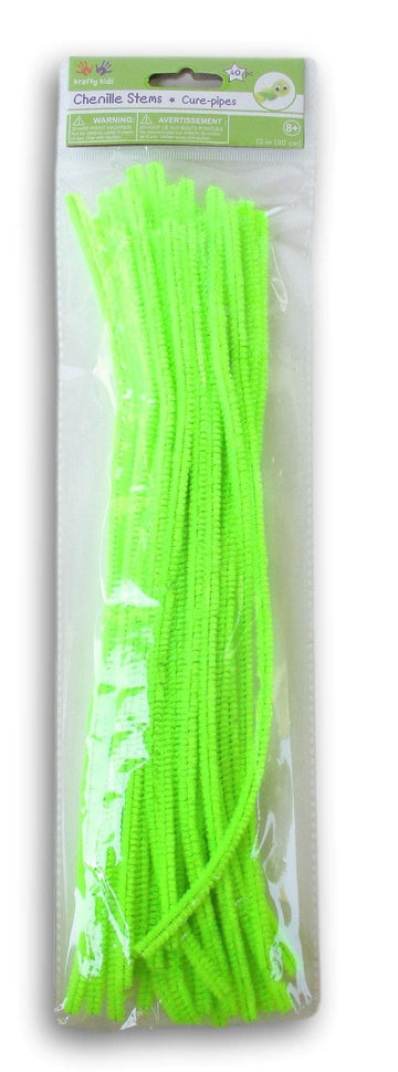Colorful Fuzzy Craft Sticks Pipe Cleaners - 40 Count - 12 Inches Long - Lime Green