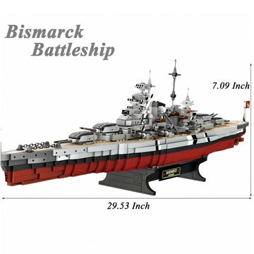 Ruikytech Bismarck Battleship Building Block Toy, World War II Classic Bismarck Warship Bricks Model Kit for Teenagers and Adults Collection(2081