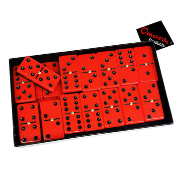 OMURA Games | Acrylic Double 6 Jumbo Dominoes Games Set with Spinner | Color: RED/Black on the Back