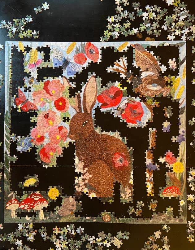 eeBoo 1000 Piece Puzzle - Poppy Bunny Jigsaw Puzzle for Adults, Square 23" x 23" Made with Recycled Board & Vegetable-Based Ink