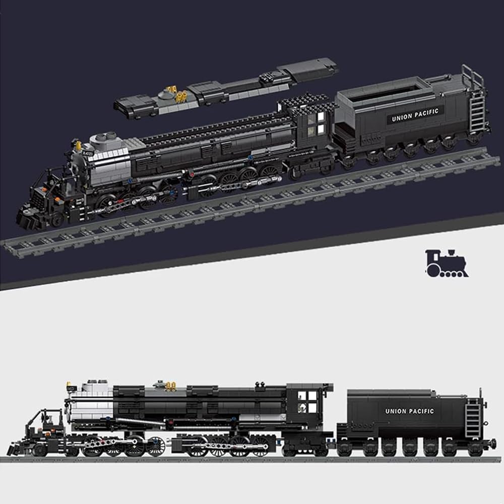 Fucellveca Big Boy Steam Train Model Kit, BIGBOY Locomotive Train Building Blocks Set with Train Tracks Display Set for Teenagers and Adults (1608