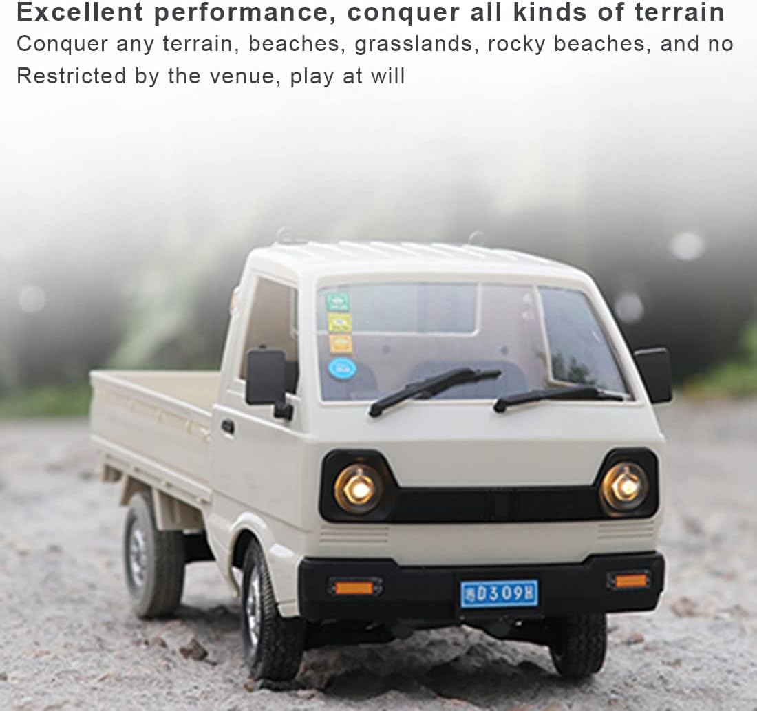 Wooptoothy WPL D12Mini Kei Truck RC Car 1/16 2.4Ghz Remote Control Rock Crawler Off Road Truck with Brushed Motor, LED Headlights, Middle Engine Rear