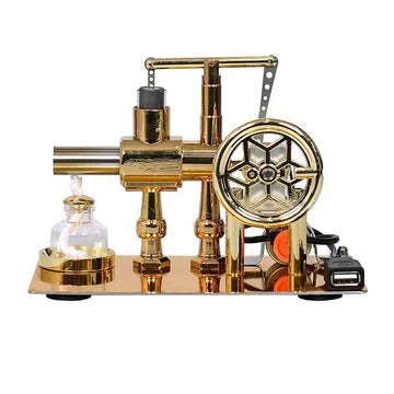 Hot Air Stirling Engine Motor Education Model Toy Electricity Power Generator LED Lights Kit Class Teaching Stirling Engine Kit for Adults Desktop