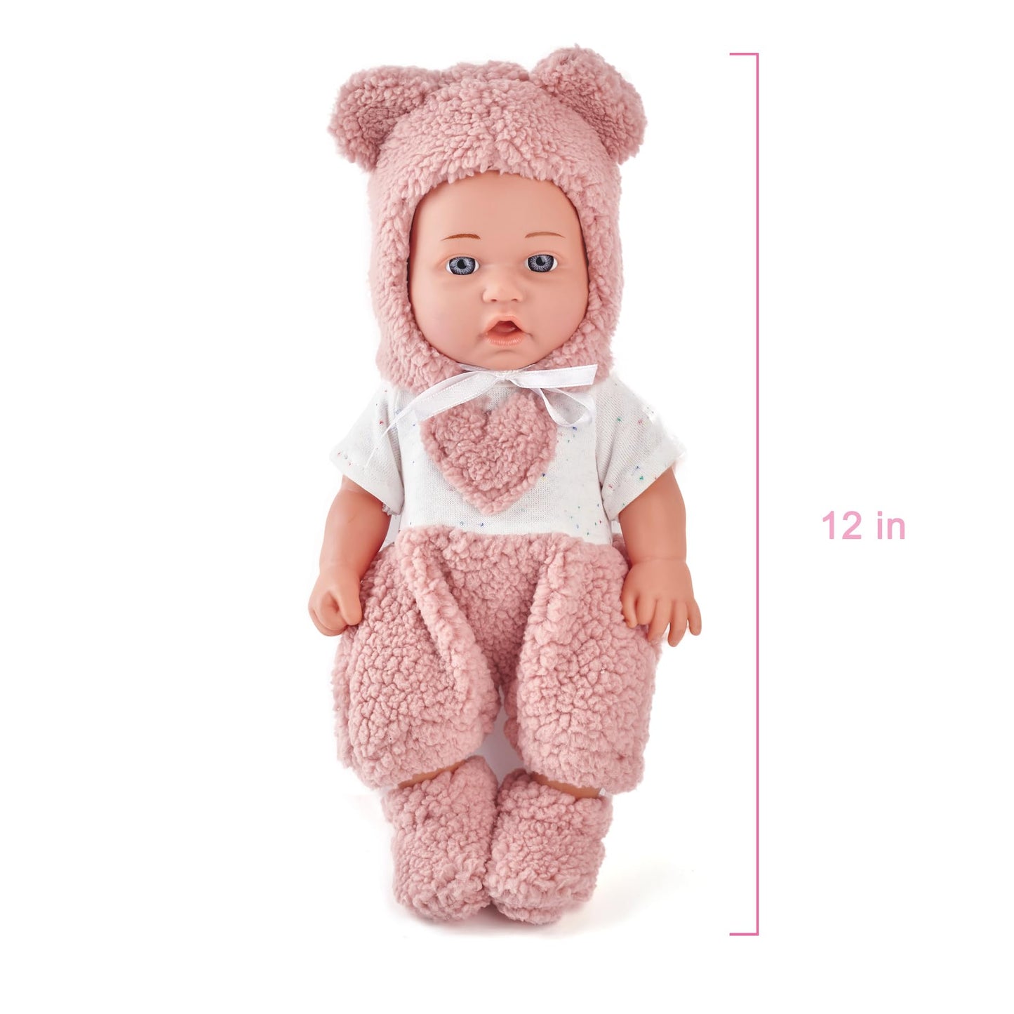 Enjoyin 12" Baby Doll with Accessories for Toddler Girls Ages 3+ | Includes Pink Outfit, Pacifier, Bottle & Soft Blanket | Interactive Role-Play Toy