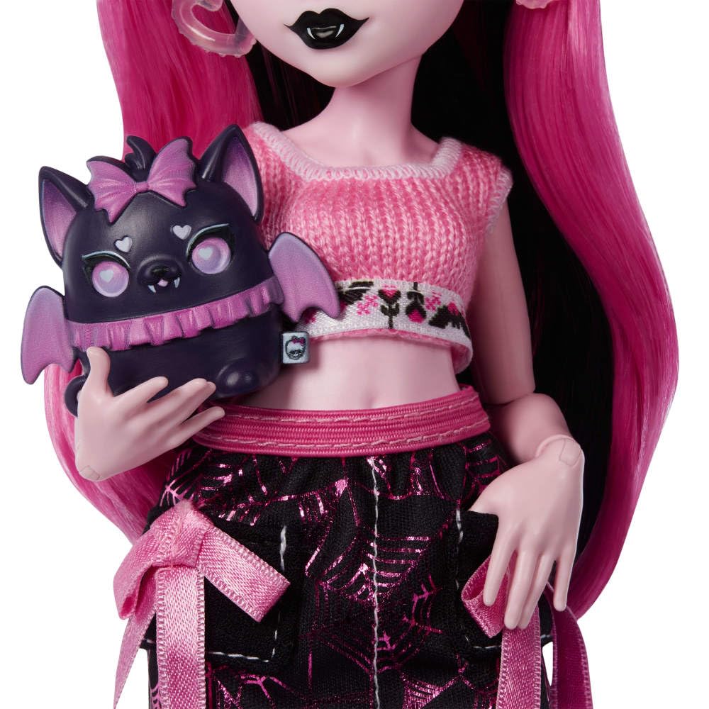 Monster High Self-Scare Secrets Draculaura Doll and Accessories Set with 13 Realistic Surprises Like Working Face Roller and Customizable Mood Board