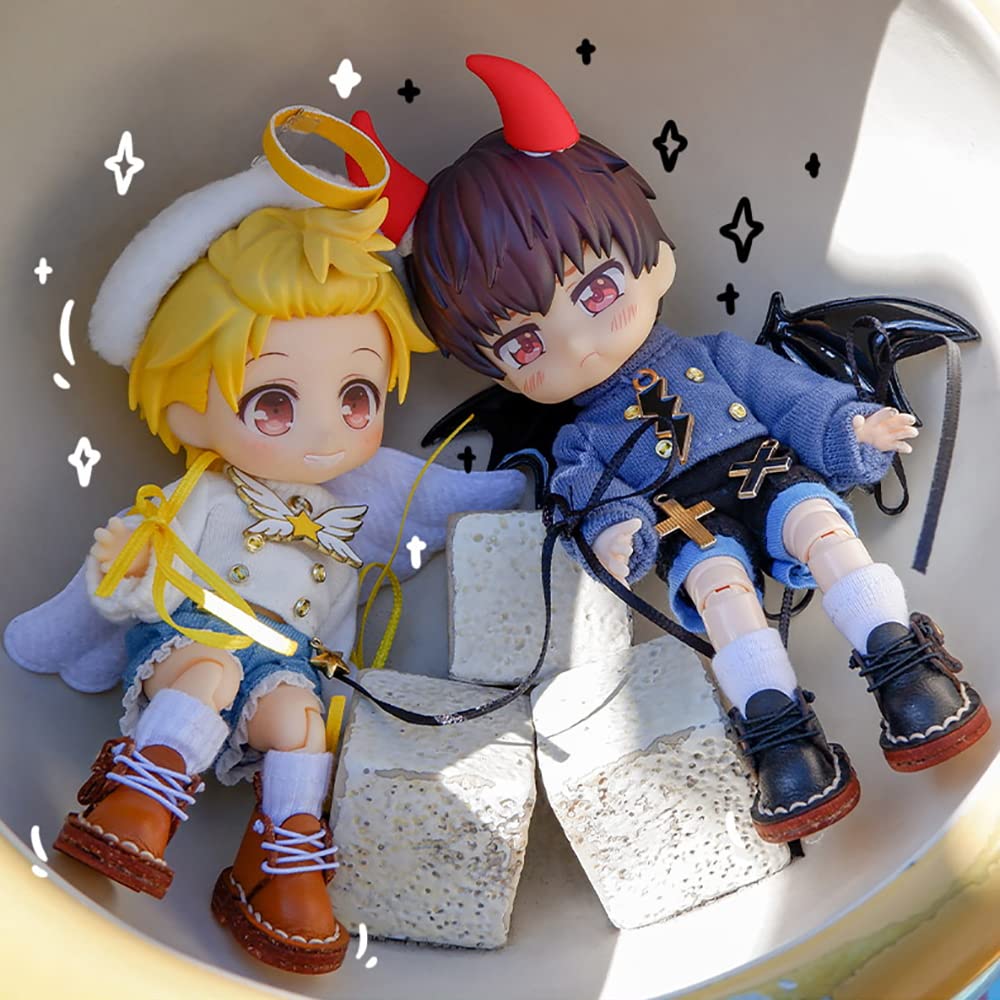 XiDonDon Angel Suit Demon Suit for Ob11, GSC, YMY, BODY9, Molly, 1/12 BJD Doll Clothes Accessories (White)