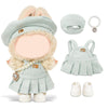 Clothes Compatible with LABUBU Doll - 4PCS Frosted Mint Set, 17cm Doll Clothes Designer Outfit for Campus Classic Theme, Chic Stylish Accessories