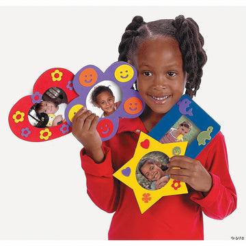 Bulk DIY Foam Picture Frames (30 Frames in Variety of Shapes and 450 Decorating Stickers) Crafts for Kids and Fun Home Activities