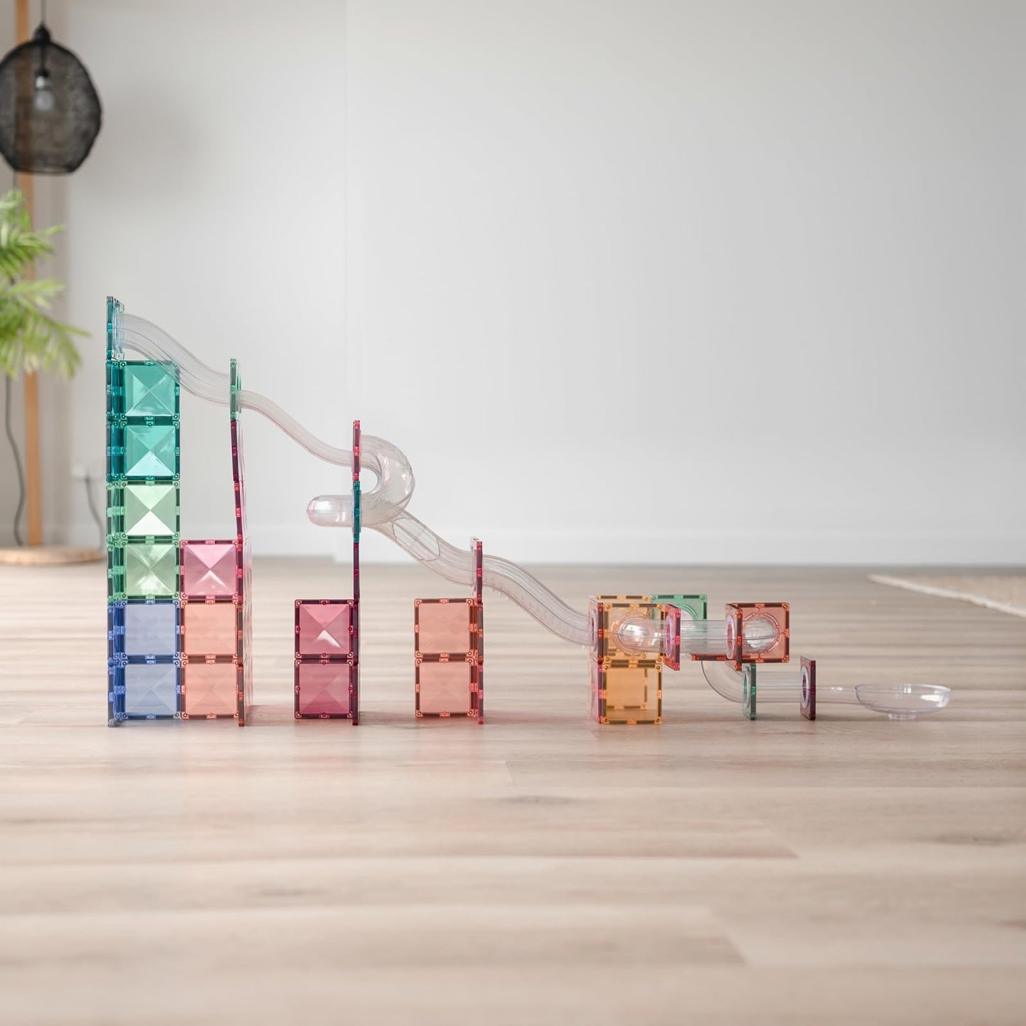 CONNETIX Magnetic Tiles Pastel Ball Run Expansion Pack, 80 Pieces