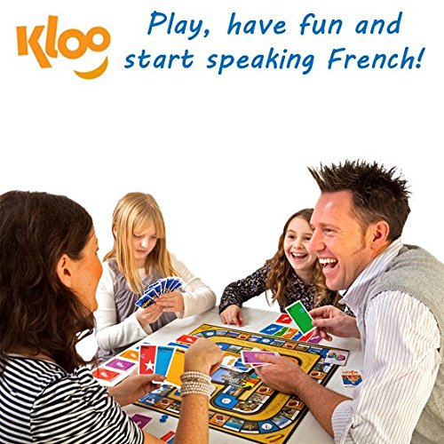 KLOO Learn French Board & Card Game Race to Paris | Fun for Family Kids Adults School | Play & Talk French Language | 4 Decks, Speak 100's of Words