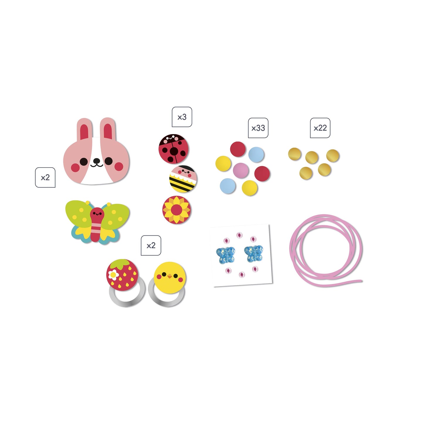 Janod - 4 Flower Garden Wooden Jewelry to Create - First Jewelry Workshops - DIY Jewelry Making - Child Craft Kit - Fine Motor Skills
