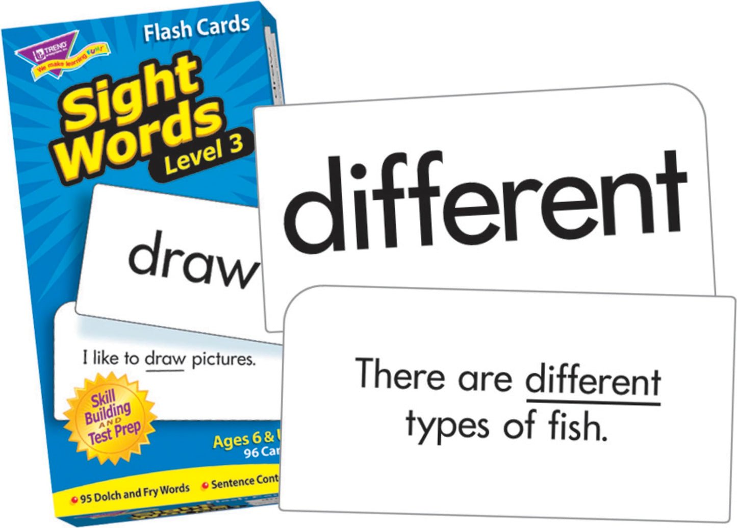 Trend Enterprises: Sight Words Level 3 Skill Drill Flash Cards, Dolch and Fry Words, Sentence Context, Great for Skill Building and Test Prep, 96