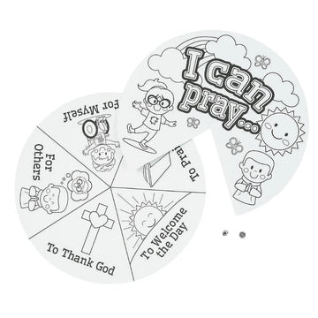 Fun Express 9" Color Your Own When Can I Pray Cardstock Wheels - Craft Kits for Kids - DIY Activity for Learning and Creativity - 12 Pieces