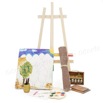 Odoria 1/12 Miniature Set of Paint Easel Dollhouse Decoration Accessories