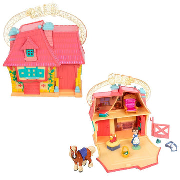 Disney Store Official Princess Micro Toy Set - Beauty & The Beast - Set Includes Micro Figures of Belle, Philippe, & her Cottage - Portable Playset