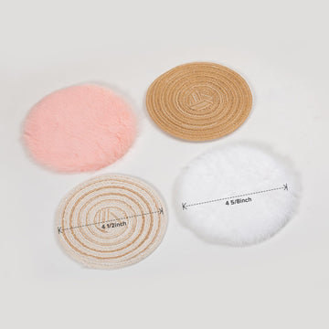 SAMCAMI Miniature Dollhouse Accessories Fluffy Rugs 4Pcs, Mini Dollhouse Accessories 1 12 Scale (Round)