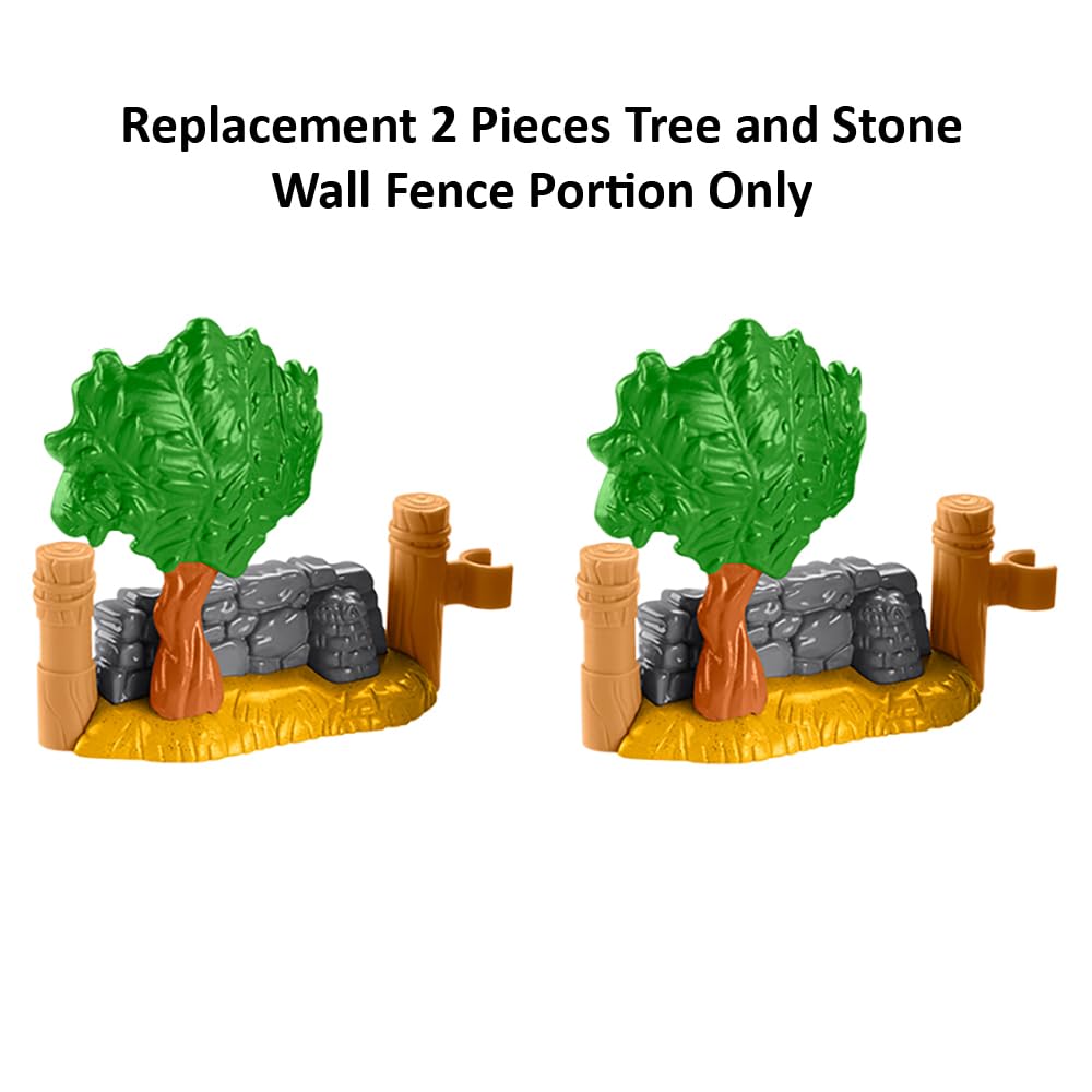 Fisher-Price Replacement Parts Little People Nativity Set HMX70 - 2 Pieces Tree and Stone Wall Fence Portion - Clips onto Stable Manger