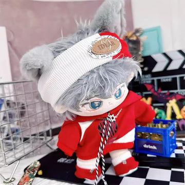 niannyyhouse Headdress Hoodie Shoes Flame Outfit 10cm~15cm 20cm 40cm Plush Doll Clothes Doll Accessories (Red 10cm~15cm)