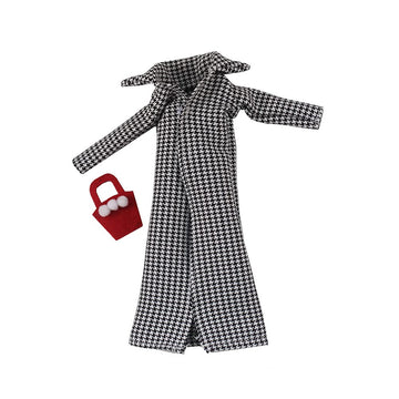 Doll Clothes, 5 Sets Outfits Houndstooth Coat Pants Windbreaker Hat for 11.5 inch Dolls Accessories Random Style