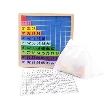 MERRYHEART Wooden Math Learning Board Toy, Montessori 1-100 Consecutive Numbers Wooden Hundred Digital Board, Educational Game for Kids with Storage