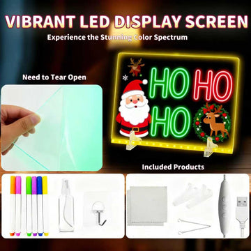 Large LED Drawing Board for Kids (13.7"x10") - 7-Color Glowing Doodle & Writing Board with 4 Light Modes & Adjustable Brightness, USB Powered (Adapter