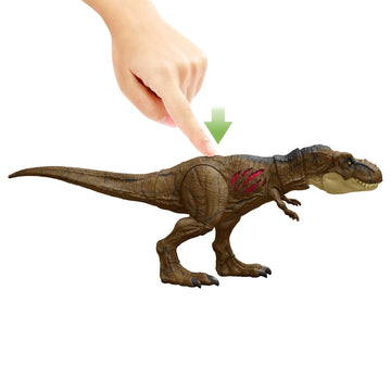 Jurassic World HGC19 Articulated Tyrannosaurus Rex Destruction Figure, Movable Jaws, Scratches on Both Sides, Physical and Digital Game, Children's