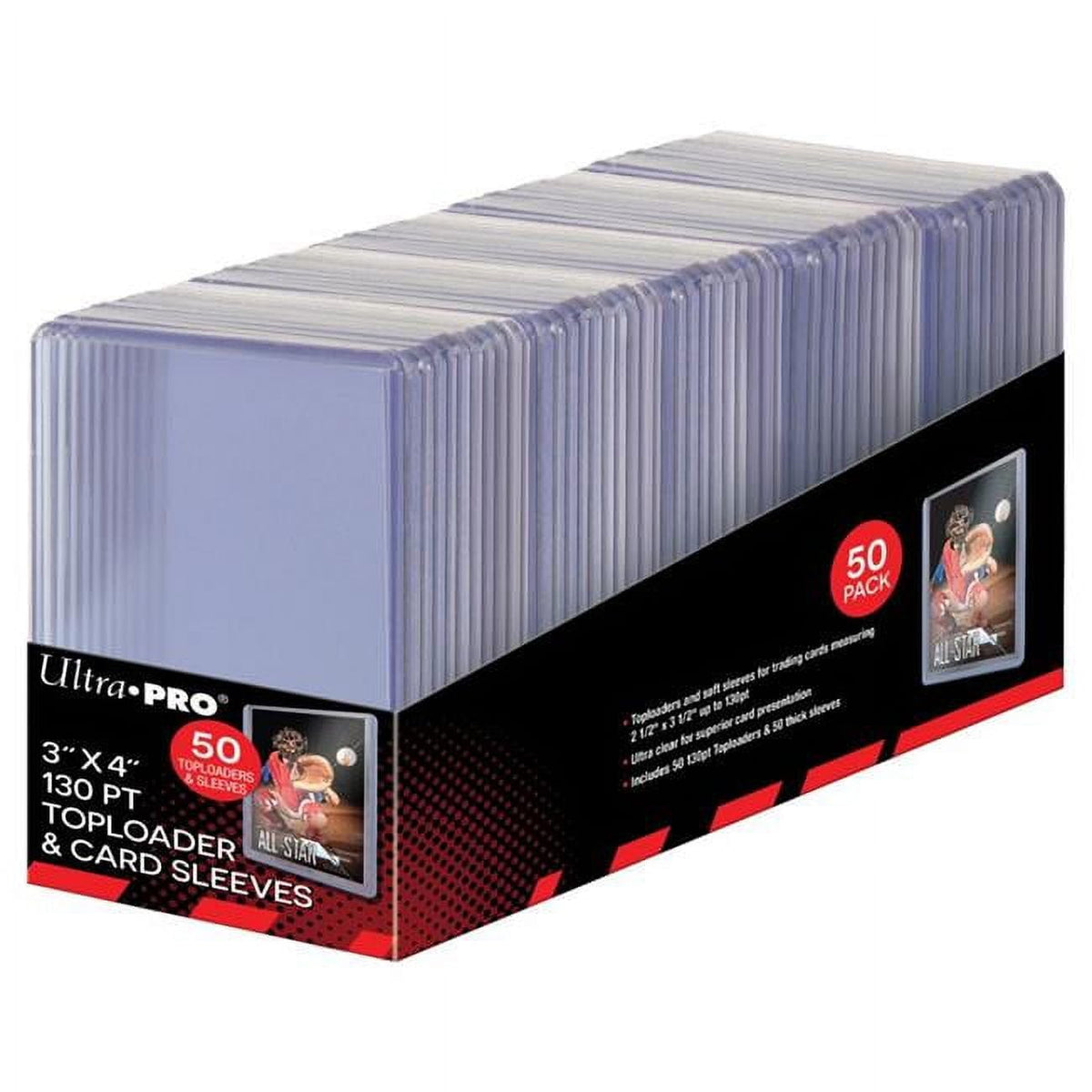Ultra Pro 3" x 4" Super Thick 130pt Top Loaders with Card Sleeves - 50 Pack