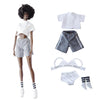 Fashionable Urban Sporty Look Outfit Set for11- 12 Inch Fashion Dolls (White 5 piece)