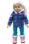 American Fashion World Blue and Pink Snowflake Pants Set for 18-Inch Dolls | Premium Quality & Trendy Design | Dolls Clothes | Outfit Fashions