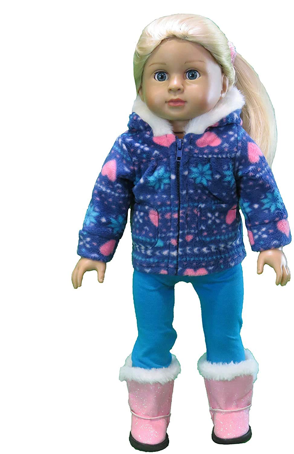 American Fashion World Blue and Pink Snowflake Pants Set for 18-Inch Dolls | Premium Quality & Trendy Design | Dolls Clothes | Outfit Fashions