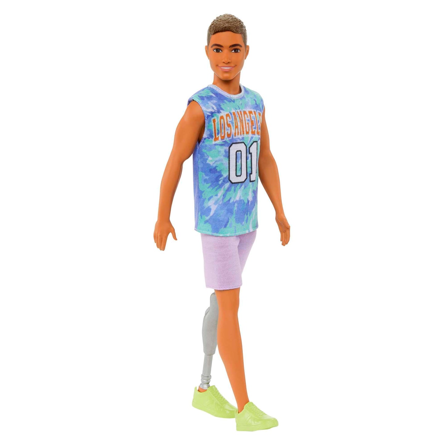 Barbie Fashionistas Ken Fashion Doll #212 with Prosthetic Leg Wearing Removable Los Angeles Jersey, Purple Shorts & Sneakers