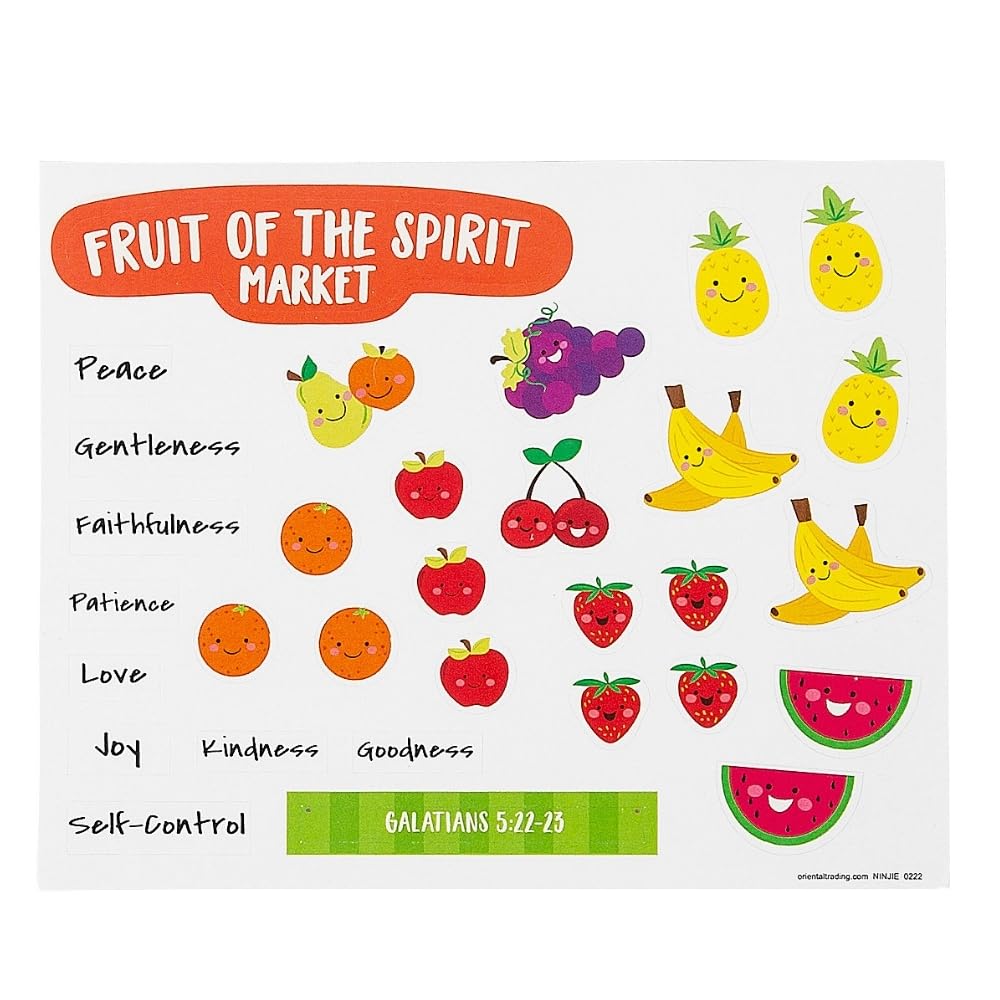 3D Fruit of The Spirit Sticker Scenes - 12 Pieces