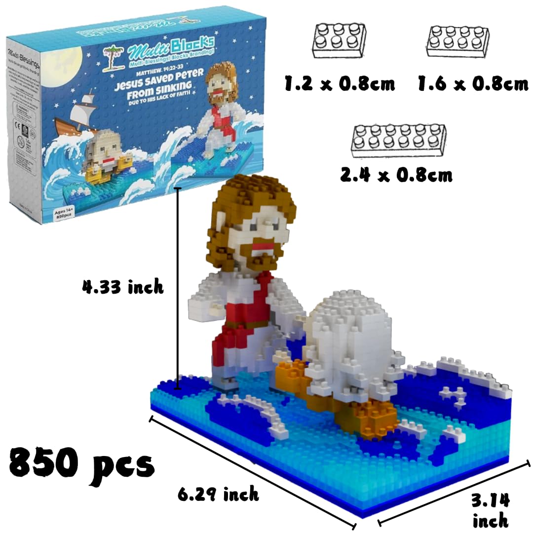 Jesus Series-Jesus Saved Peter Mini Figurine, Bible Story w/Lego, Jesus Toy, Nativity Building Set for Aged14+, Great Gift for Teenagers and Adults