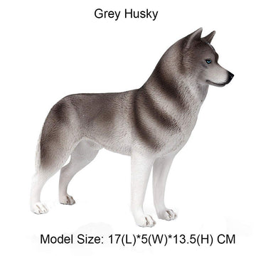 FLORMOON Animals Figure - Realistic Grey Husky Dog Figurines - Early Educational Toys Science Project Christmas Birthday for Boys and Girls