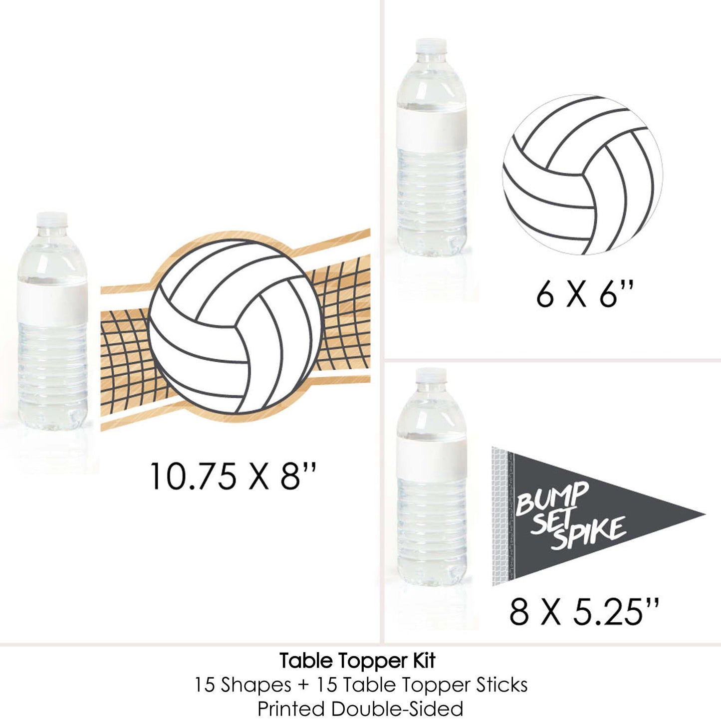 Big Dot of Happiness Volleyball Centerpiece Kit - Sports Theme Party Table Decorations - Double-Sided Premium Cardstock Birthday Table Toppers