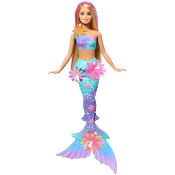 Barbie Mermaid Toy Dolls with Surprise Magic Blooming Flowers Feature, Ombre Tails, Pearl Headband Accessory & Long Blonde Hair with Pink Highlights