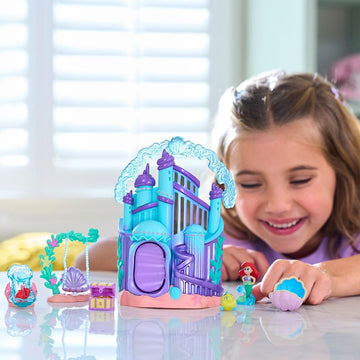 Disney Store Official Princess Micro Toy Set - The Little Mermaid - Set Includes Micro Figures of Ariel, Flounder, Sebastian, & her Palace - Portable