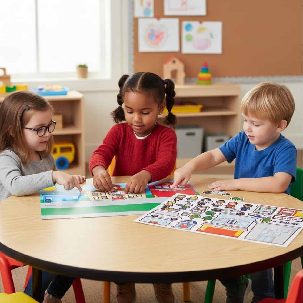 Community Helpers Giant Sticker Scene - 12 Pieces - Educational and Learning Activities for Kids