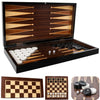 Park&Oz Walnut Premium Turkish Backgammon and Checkers Set 19 Inch Handmade 2 in 1 Wooden Board Game with Glossy Finish Luxury Checkers and Dice